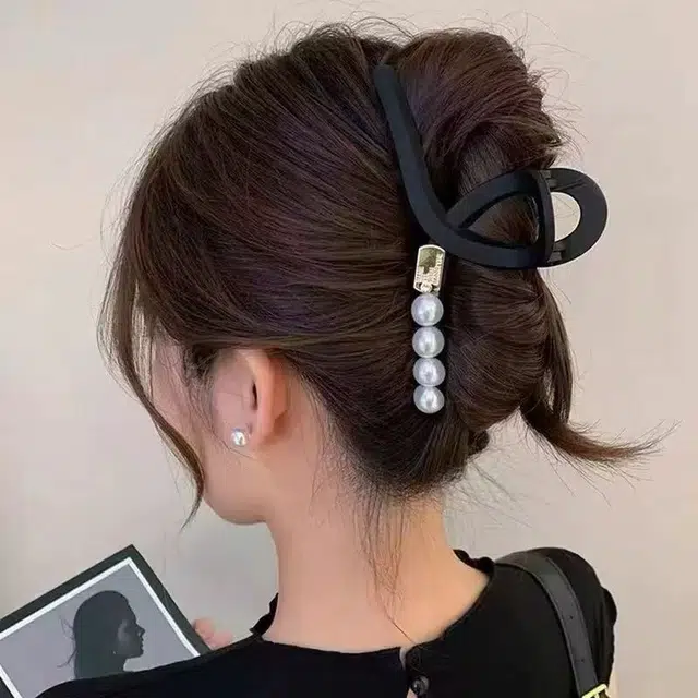 希铃 高级感盘发鲨鱼夹 珍珠 发夹 女款