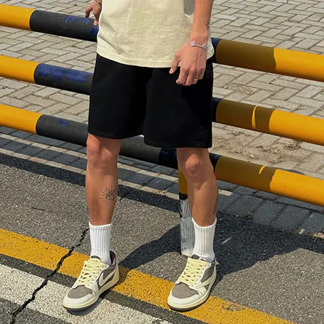 帝狼牛 美式复古机能风城市潮人夏季百搭五分裤牛仔短裤 男女同款