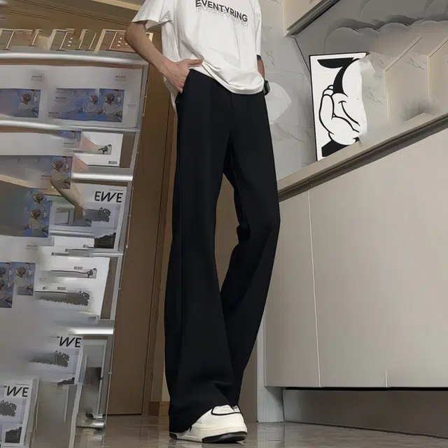 加菲猫 基础款纯色直筒百搭垂坠感休闲舒适裤简约宽松高级感西装裤 男女同款