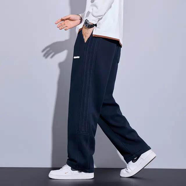 赛瀚 美式条纹设计阔腿休闲裤男款潮牌松紧腰春秋厚款百搭舒适亲肤男装长裤宽松显瘦显高青少年高街潮流时尚通勤外穿运动裤 男女同款