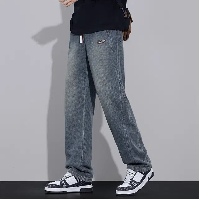 赛瀚 美式复古宽松直筒水洗牛仔裤男款潮流百搭秋季厚款舒适亲肤显瘦显高男装长裤少年高街外穿通勤时尚男裤 男女同款