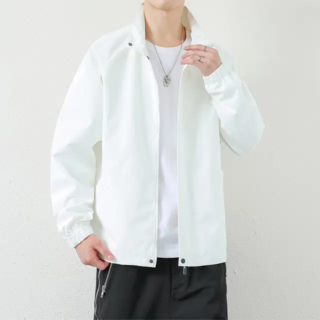 赛瀚 潮牌夹克男款立领防风休闲外套秋季厚款百搭舒适亲肤男装上衣宽松显瘦显高青少年高街外穿通勤高级感男士衣服 男女同款