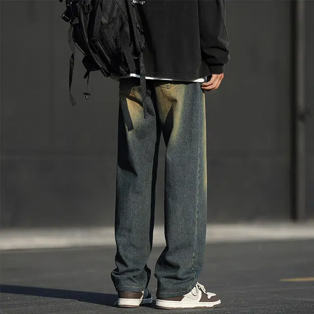 赛瀚 美式高街复古水洗宽松牛仔裤男款春秋厚款百搭舒适亲肤显瘦显高青少年男装休闲长裤潮流通勤外穿男裤 男女同款