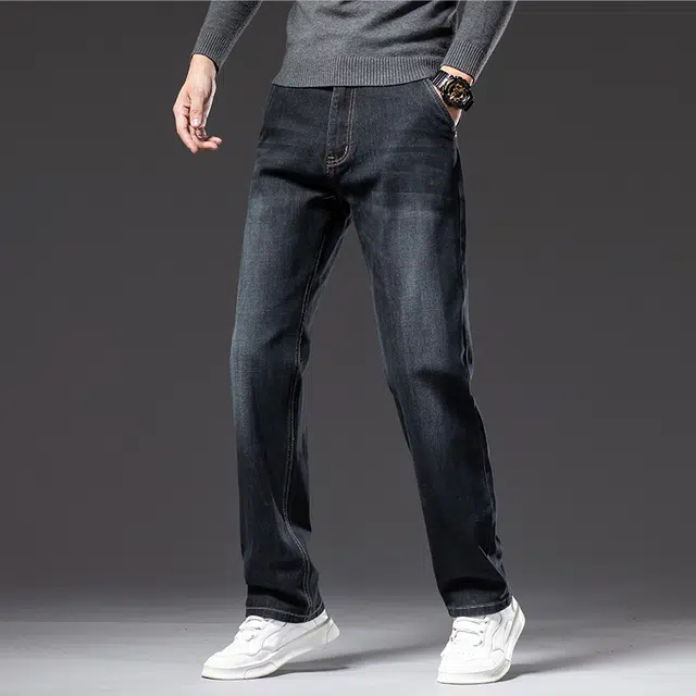 赛瀚 宽松直筒弹力牛仔裤男款潮牌复古厚款百搭休闲长裤春秋舒适亲肤男装显瘦显高少年高街潮流通勤高级感外穿男裤 男女同款