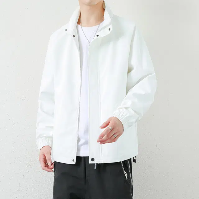赛瀚 潮牌夹克男款立领防风休闲外套秋季厚款百搭舒适亲肤男装上衣宽松显瘦显高青少年高街外穿通勤高级感男士衣服 男女同款