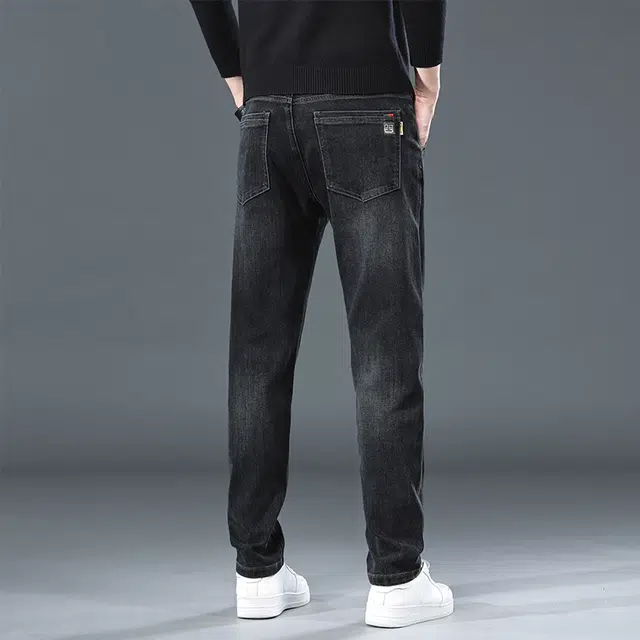 赛瀚 男装百搭舒适商务直筒牛仔裤时尚潮牌弹力修身长裤秋季厚款亲肤显瘦显高青年高级感通勤外穿男裤 男女同款