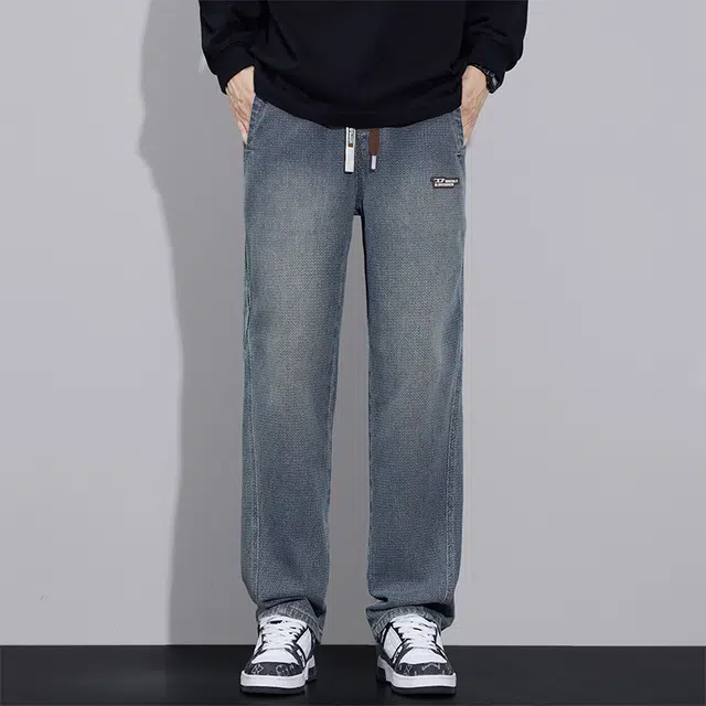 赛瀚 美式复古宽松直筒水洗牛仔裤男款潮流百搭秋季厚款舒适亲肤显瘦显高男装长裤少年高街外穿通勤时尚男裤 男女同款