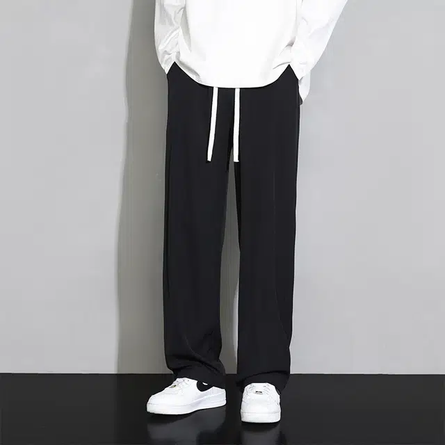 赛瀚 时尚潮流垂感百搭宽松直筒休闲裤男款春秋厚款舒适亲肤男装长裤显瘦显高青少年高街通勤外穿高级感男士阔腿裤 男女同款