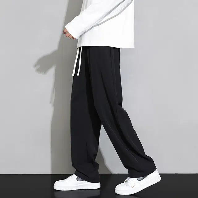 赛瀚 时尚潮流垂感百搭宽松直筒休闲裤男款春秋厚款舒适亲肤男装长裤显瘦显高青少年高街通勤外穿高级感男士阔腿裤 男女同款