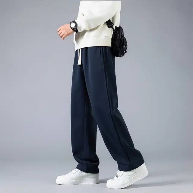 赛瀚 百搭时尚直筒休闲裤男款秋季舒适亲肤男装潮牌高级感纯色长裤宽松阔腿裤显瘦显高青少年高街潮流通勤外穿运动裤 男女同款