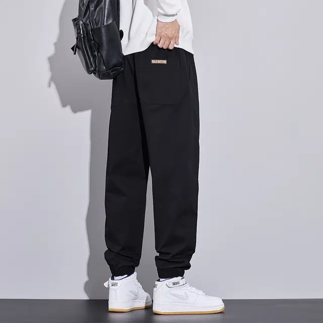 赛瀚 赛瀚 束脚宽松休闲裤男款美式复古秋季厚款百搭舒适亲肤男装松紧腰长裤显瘦显高青少年高街潮流通勤外穿运动哈伦裤 男女同款