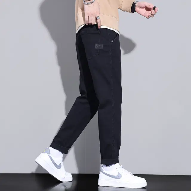 赛瀚 潮牌复古商务锥形牛仔裤男款春秋厚款百搭舒适亲肤男装直筒宽松长裤高级感显瘦显高青少年高街潮流通勤外穿男生裤子 男女同款