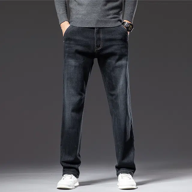 赛瀚 宽松直筒弹力牛仔裤男款潮牌复古厚款百搭休闲长裤春秋舒适亲肤男装显瘦显高少年高街潮流通勤高级感外穿男裤 男女同款