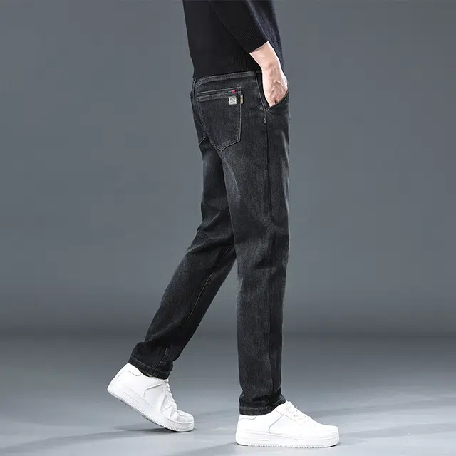赛瀚 男装百搭舒适商务直筒牛仔裤时尚潮牌弹力修身长裤秋季厚款亲肤显瘦显高青年高级感通勤外穿男裤 男女同款