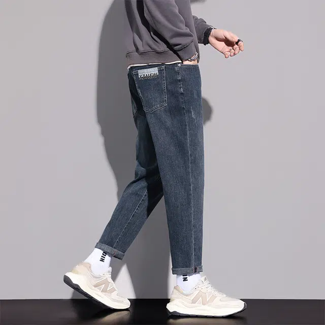 赛瀚 直筒休闲锥形牛仔裤男款美式复古春秋厚款长裤宽松百搭舒适亲肤显瘦显高青少年男装高街潮流通勤外穿高级感男士裤子 男女同款