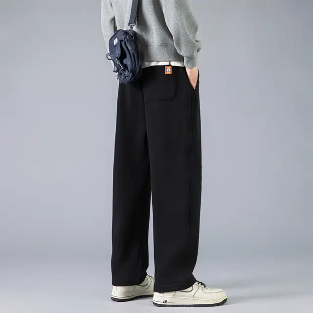 赛瀚 纯色百搭时尚舒适直筒休闲裤男纯棉阔腿裤秋季亲肤男装长裤宽松运动卫裤显瘦显高青少年高街潮流通勤外穿男裤 男女同款