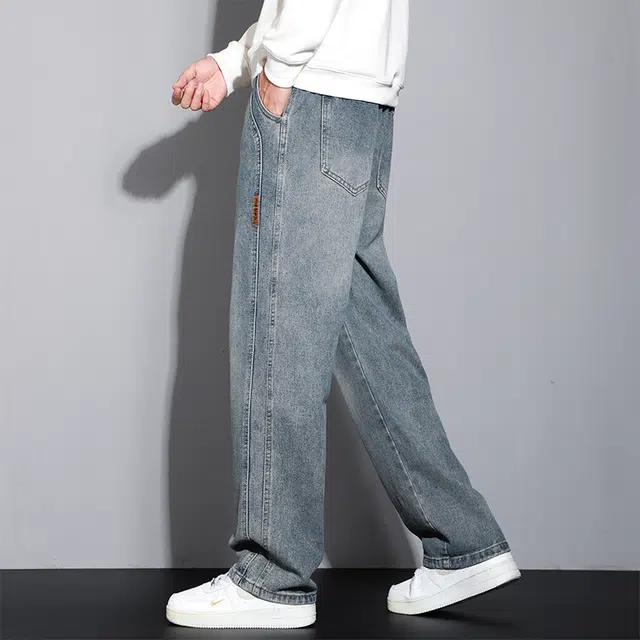 赛瀚 潮牌设计宽松系带牛仔裤 男女同款