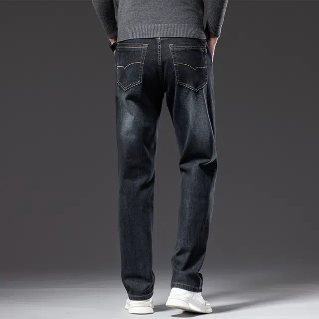 赛瀚 宽松直筒弹力牛仔裤男款潮牌复古厚款百搭休闲长裤春秋舒适亲肤男装显瘦显高少年高街潮流通勤高级感外穿男裤 男女同款