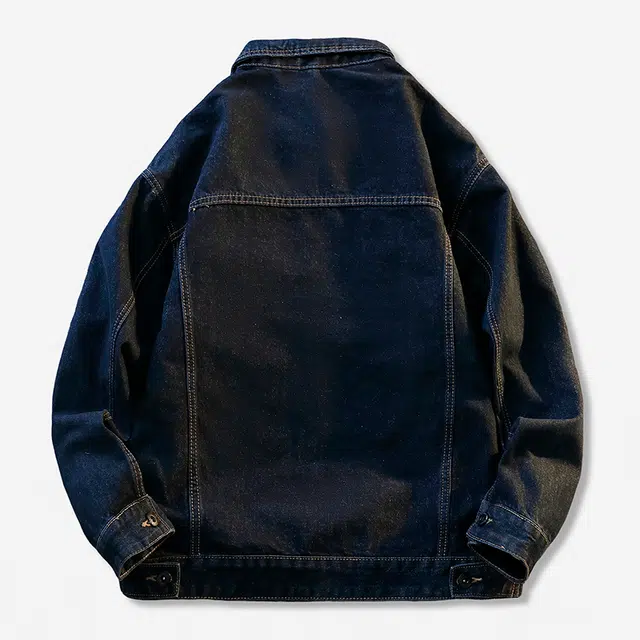 赛瀚 加绒加厚秋冬季翻领大口袋纽扣设计防寒保暖休闲潮牌高街时尚亲肤宽松百搭青少年日常外穿复古男款上衣牛仔外套 男女同款