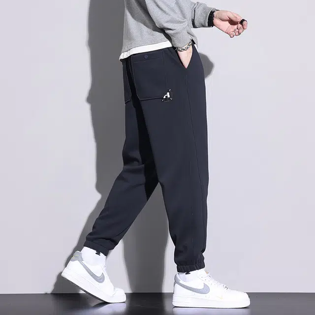 赛瀚 高街束脚休闲裤男款松紧腰复古春秋厚款百搭舒适亲肤男装长裤宽松显瘦显高青少年潮流通勤外穿时尚运动卫裤 男女同款