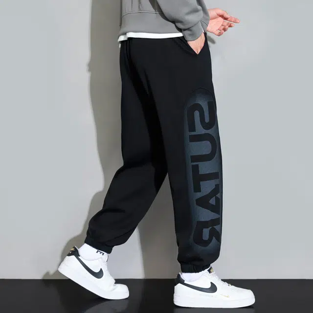 赛瀚 复古美式渐变印花图案束脚休闲裤男款春秋厚款百搭舒适亲肤男装宽松长裤显瘦显高青少年高街潮流通勤外穿男裤 男女同款