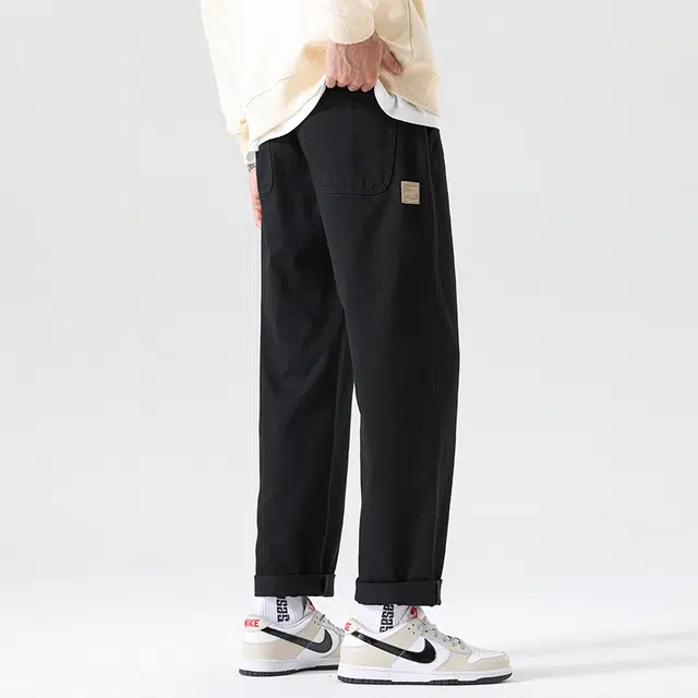 赛瀚 宽松直筒休闲裤男款复古纯色厚款百搭垂感版型春秋舒适亲肤男装长裤显瘦显高青少年高街潮流通勤外穿高级感男裤 男女同款