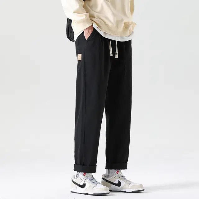 赛瀚 宽松直筒休闲裤男款复古纯色厚款百搭垂感版型春秋舒适亲肤男装长裤显瘦显高青少年高街潮流通勤外穿高级感男裤 男女同款