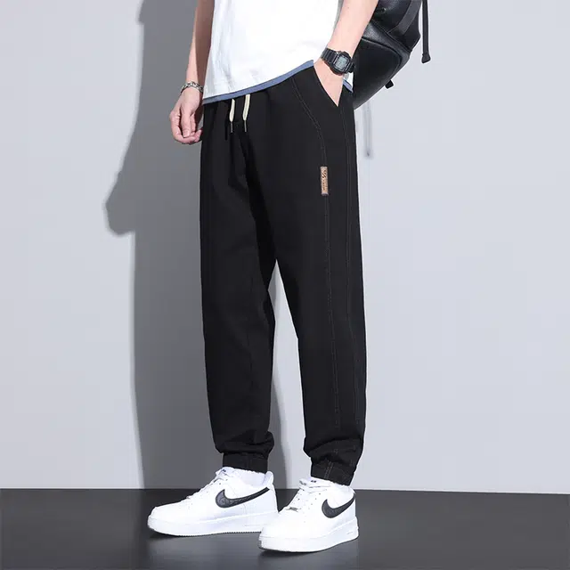赛瀚 轻奢潮牌束脚休闲裤男款春秋厚款高级感简约百搭舒适亲肤男装宽松长裤显瘦显高青少年高街风日常通勤外穿哈伦裤 男女同款