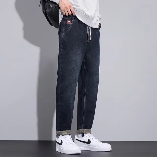 赛瀚 复古情怀直筒休闲牛仔裤男款潮牌春秋厚款百搭舒适亲肤高街潮流男装长裤显瘦显高青少年通勤外穿高级感哈伦裤 男女同款