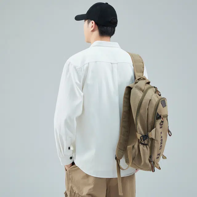 赛瀚 美式高街风纯棉衬衫长袖男款春秋纯色百搭简约日常通勤舒适极肤显瘦显高男装宽松上衣工装外套青少年高级感外穿外搭 男女同款