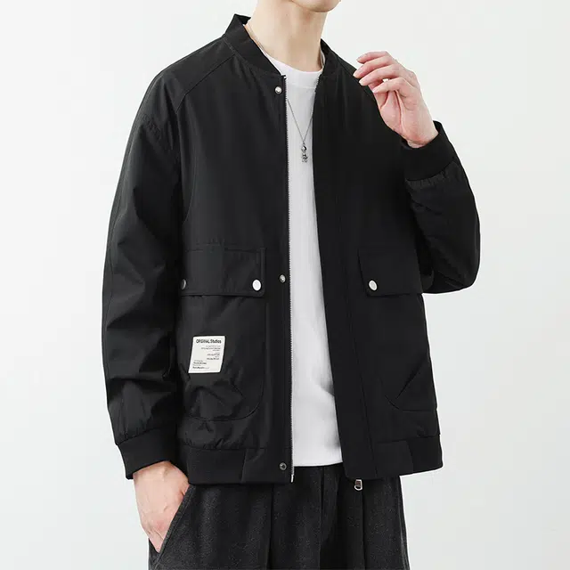 赛瀚 工装棒球领外套男款潮牌帅气商务休闲秋季厚款百搭舒适亲肤男装上衣宽松夹克显瘦显高青少年高街外穿通勤男士防风衣服 男女同款