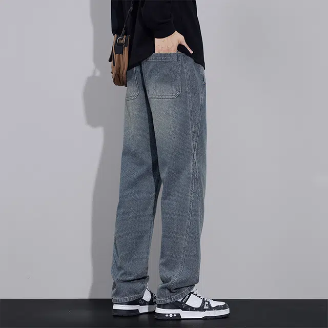 赛瀚 美式复古宽松直筒水洗牛仔裤男款潮流百搭秋季厚款舒适亲肤显瘦显高男装长裤少年高街外穿通勤时尚男裤 男女同款
