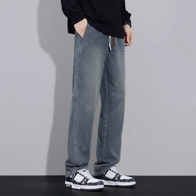 赛瀚 美式复古宽松直筒水洗牛仔裤男款潮流百搭秋季厚款舒适亲肤显瘦显高男装长裤少年高街外穿通勤时尚男裤 男女同款
