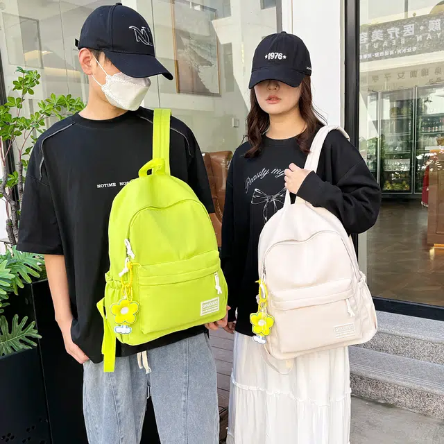 小猪班纳 简约纯色高中旅行背包基础款 牛津布 双肩包 男女同款情侣款 多色
