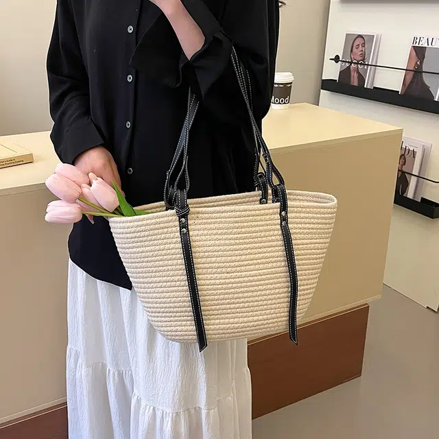 小猪班纳 编织法式沙滩通勤 织线 单肩包 常规 女款 多色