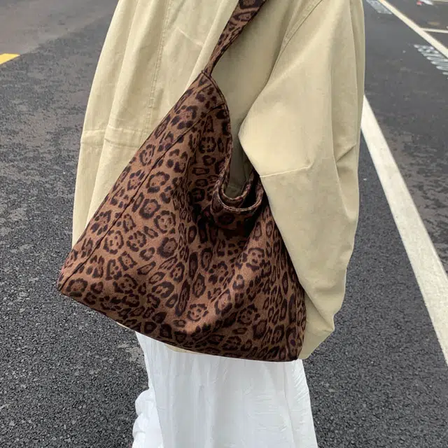 小猪班纳 复古豹纹秋季韩版洋气通勤大容量 布 单肩包 常规 女款 多色