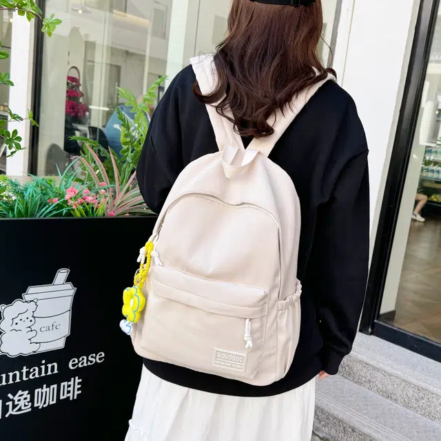 小猪班纳 简约纯色高中旅行背包基础款 牛津布 双肩包 男女同款情侣款 多色