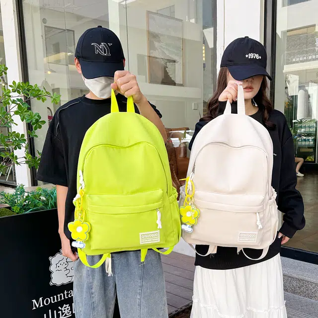 小猪班纳 简约纯色高中旅行背包基础款 牛津布 双肩包 男女同款情侣款 多色
