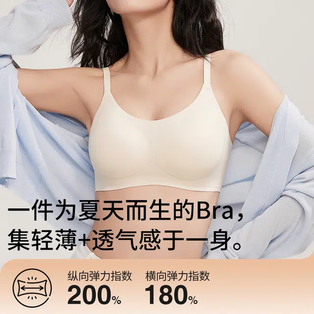 都市丽人 无痕云感奶皮大胸显小无钢圈聚拢上托防下垂收副乳舒适透气文胸 女款