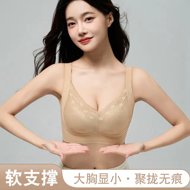 都市丽人 大胸显小无痕软支撑无钢圈上托防下垂舒适透气文胸 女款