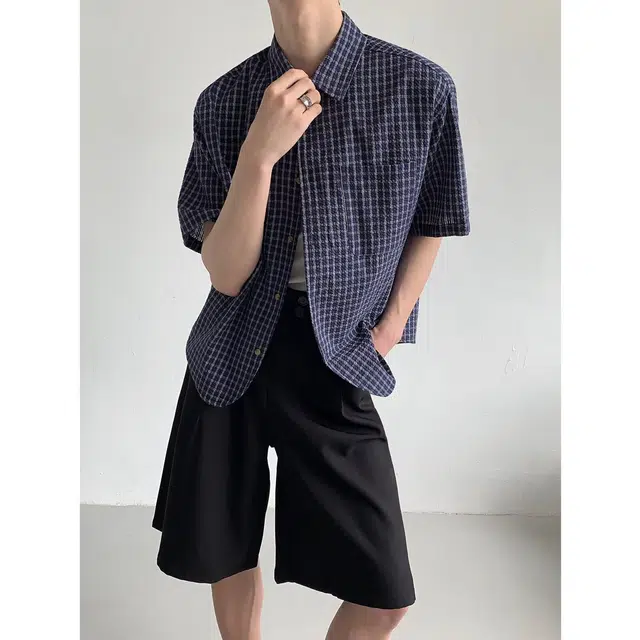 寻星记 美式日系融合休闲复古设计感短袖衬衫 男女同款