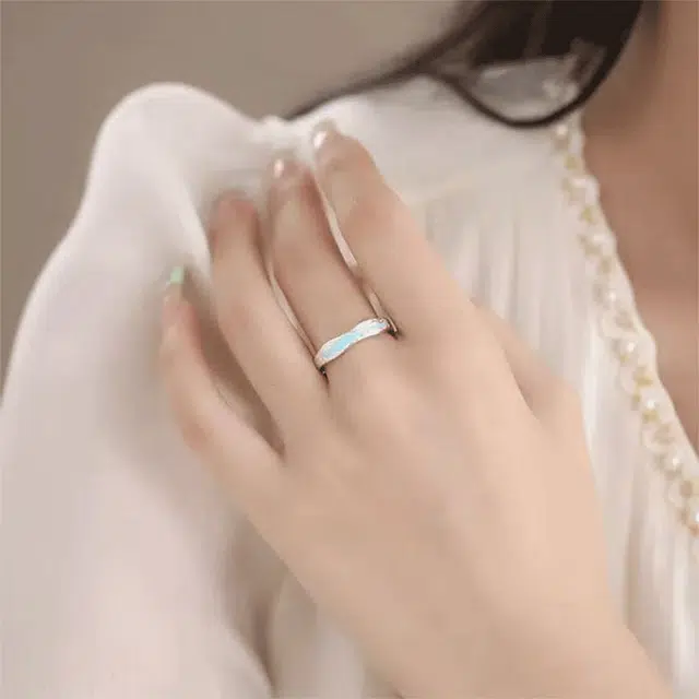 【999足银纯银 光年之恋】 七好美银 流光星月轨迹轻奢简约小众设计钟爱一生甜蜜百搭 银 戒指 男女同款情侣款