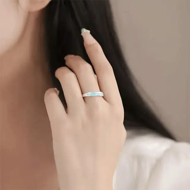 【999足银纯银 光年之恋】 七好美银 流光星月轨迹轻奢简约小众设计钟爱一生甜蜜百搭 银 戒指 男女同款情侣款