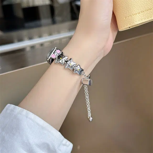 华颂信 表带 小米红米适用 金属材质 可爱星星蝴蝶结小猫时尚小众男女通用