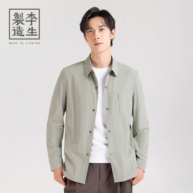 李生制造 造通勤系列弹力半内衬无痕压胶抗皱免烫夹克衬衫 男款