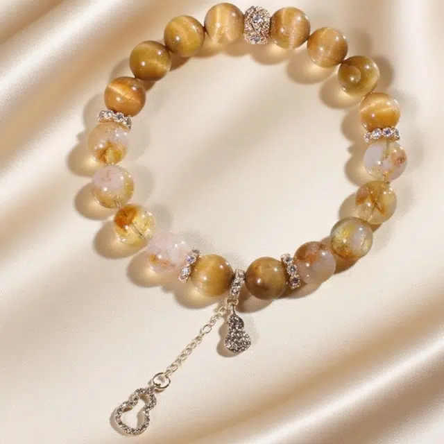 千叶珠宝 「金霭缀葫·钻芒耀」 优雅灵动招财福气富贵贵气轻奢高级感小众设计款#好运天然 黄水晶 手串 男女同款情侣款