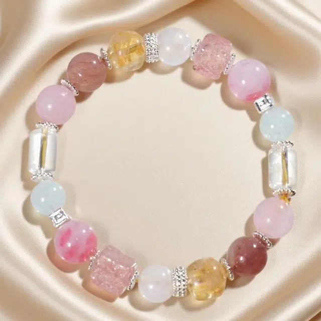 千叶珠宝 「彩珠流光·银环镶梦」多宝异形个性独特小众设计感高级精致灵动贵气气质#好运天然 多色水晶 手串 男女同款情侣款