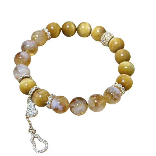 千叶珠宝 「金霭缀葫·钻芒耀」 优雅灵动招财福气富贵贵气轻奢高级感小众设计款#好运天然 黄水晶 手串 男女同款情侣款