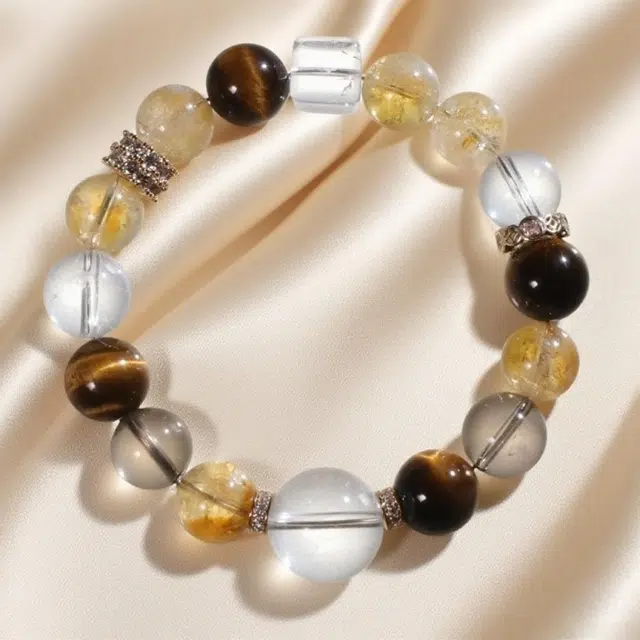 千叶珠宝 多宝招财优雅大气质感格调贵气轻奢高级感小众设计款精致百搭#好运天然 黄水晶 手串 男女同款情侣款