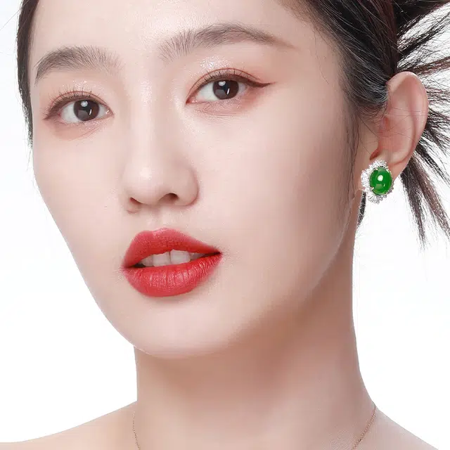 千叶珠宝 百搭 简约#好运 玉髓 耳钉 女款